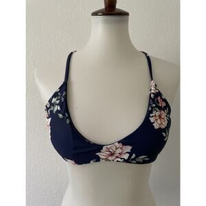 Sol Sienna Swim  Bikini Top Triangle Floral Print Swimwear